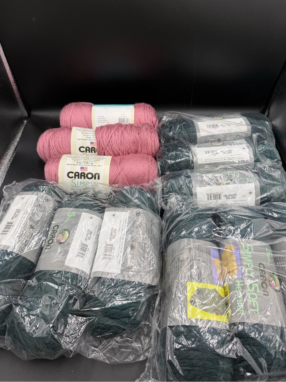 New Caron Simply Soft Yarn in Shades of Pink and Deep Teal/Green